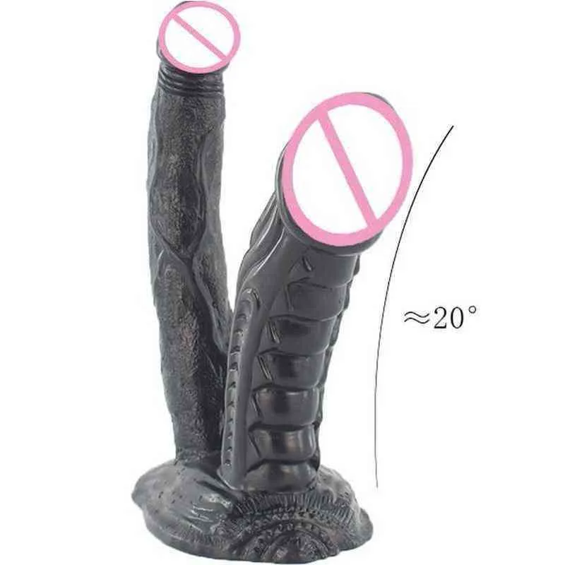 nxy dildos dongsブラックビッグダブルディルド浸透膣と肛門柔らかい肌の陰茎女性のための二重ヘッドペニスセックスおもちゃ220426