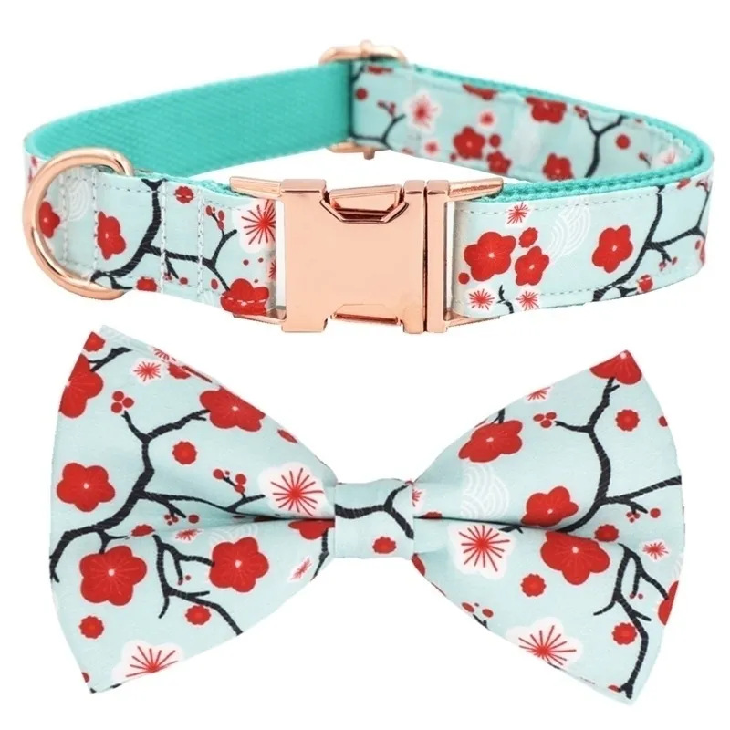 floral Dog Collar Bow Tie with Metal Buckle Big and Small Dog&Cat Pet Accessories Y200515