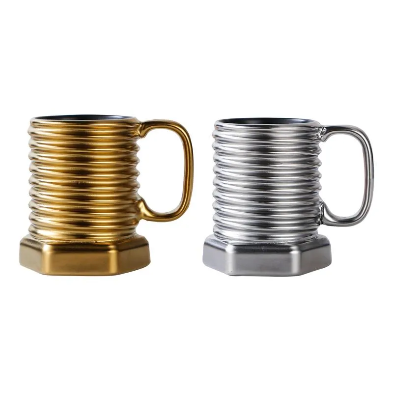 Mugs 301-400ml Coffee Screw Shape Mug Milk Drinking Cup Cool Juice For Office MenMugs