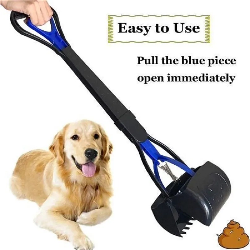 Pooper Scooper for Dog Jaw Clamp Heavy Duty Long Handle Poop Large Medium Small Pet Cat Grass Gravel Pick Up 220510