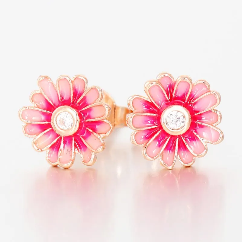 Pandora pink daisy flower stud deals earrings