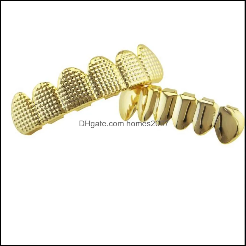 hip hop concave convex lattice grillz real gold plated rappers dental grills cool jewelry golden silver rose gold black