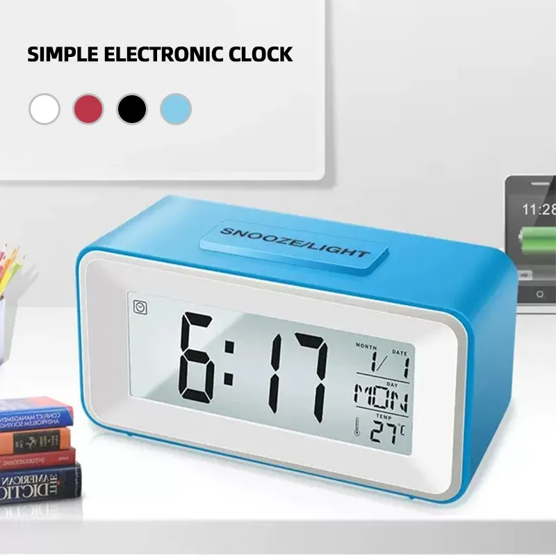 Temporizadores digitales de escritorio para el hogar, reloj con Control de sonido, retroiluminación, repetición de 12/24 H, 8 tonos de alarma para dormitorios, mesita de noche, decoración del hogar para niños