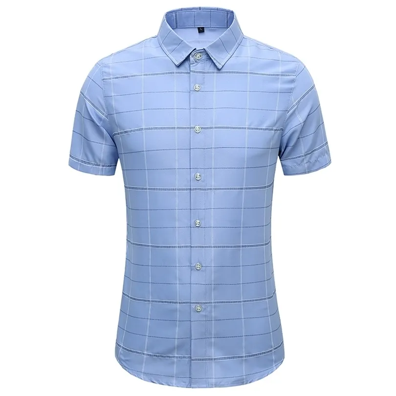 45 кг120 кг летняя новая корейская модная мужская рубашка с короткими рубашками ежедневные рубашки для повседневной кнопки 4xl 5xl 6xl 7xl 210412