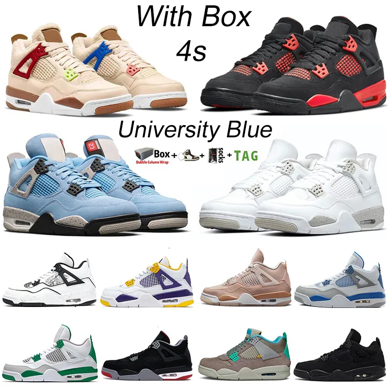 2022 Mens Basketball Shoes Jumpman 4 4s High OG Shimmer Red Thunder University Blue White Oreo Military Black Cat Bred Neon Pine Green Mens Women Sneakers Trainers