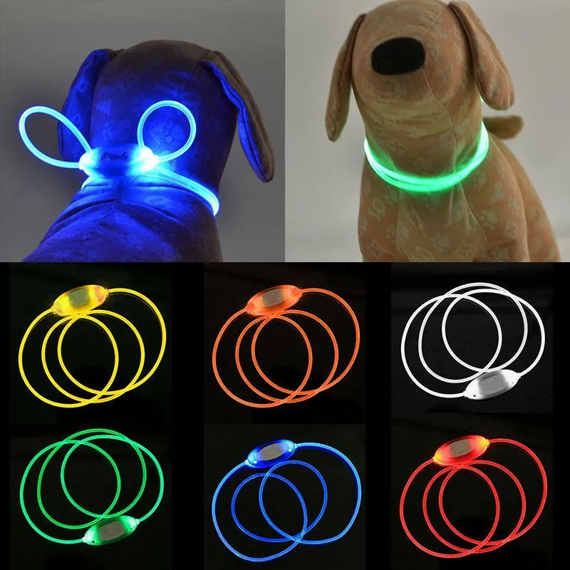 Collare universale per cani da compagnia a LED Sicurezza notturna Lampeggiante Animali domestici Collari anti-smarrimento/incidenti stradali Cani al guinzaglio luminosi Collari da taglio luminosi fai-da-te