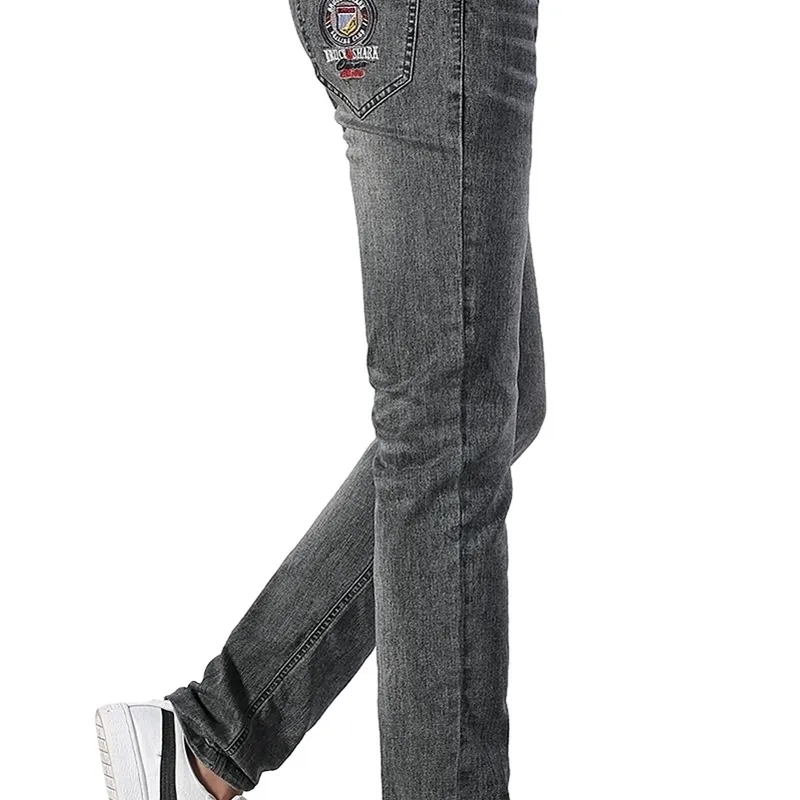Été mince stretch lâche hommes jeans broderie droite décontractée mode jeans hommes adoucir coton grande taille 42 201111