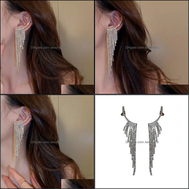 Tassel Ear Clip Stud Earrings For Women Korean Fashion Earring Birthday Party Jewelry Gift