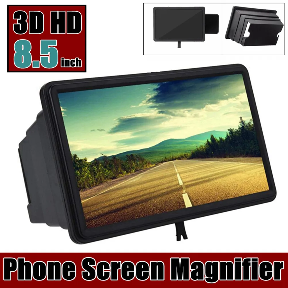 8.5 Inch 3D Mobile Phone Holder Screen Magnifier HD Video Amplifier Stand Bracket with Movie Game Magnifying Folding Phone Desk Holders