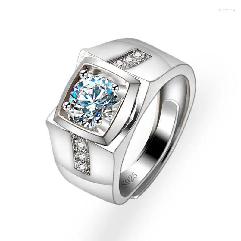 Fedi nuziali Promozione Mozanstone Ring For Men Prepotente Moissan Trendy 1 Carat Luxary Accessori Moda maschile personalizzata all'ingrosso
