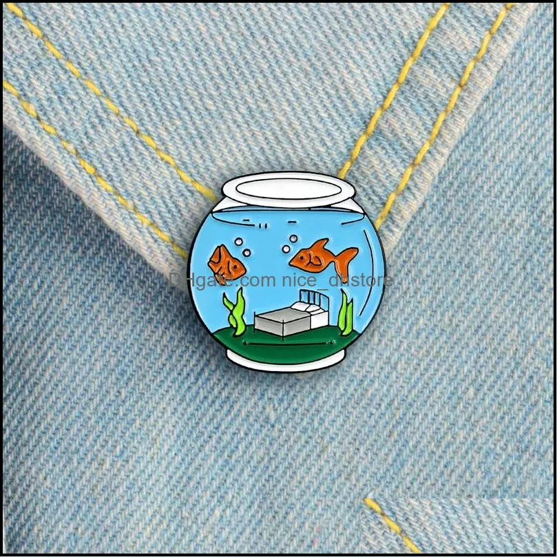 Pins Broschen Schmuck Aquarium Zwei Bett Meer Niedlichen Cartoon Geschenk Für Kinder Mädchen Persönlichkeit Spezielle Brosche Ornament Revers Abzeichen Drop Lieferung 2