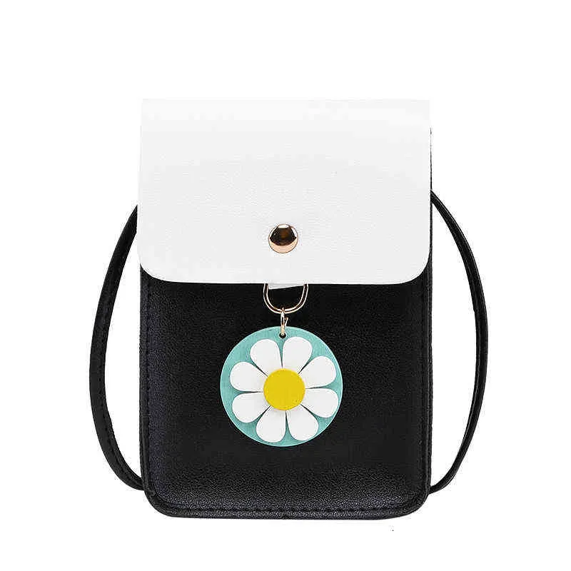 Women's mobile phone zero wallet Korean flower shoulder bag fashion simple diagonal bag small bag 000 006