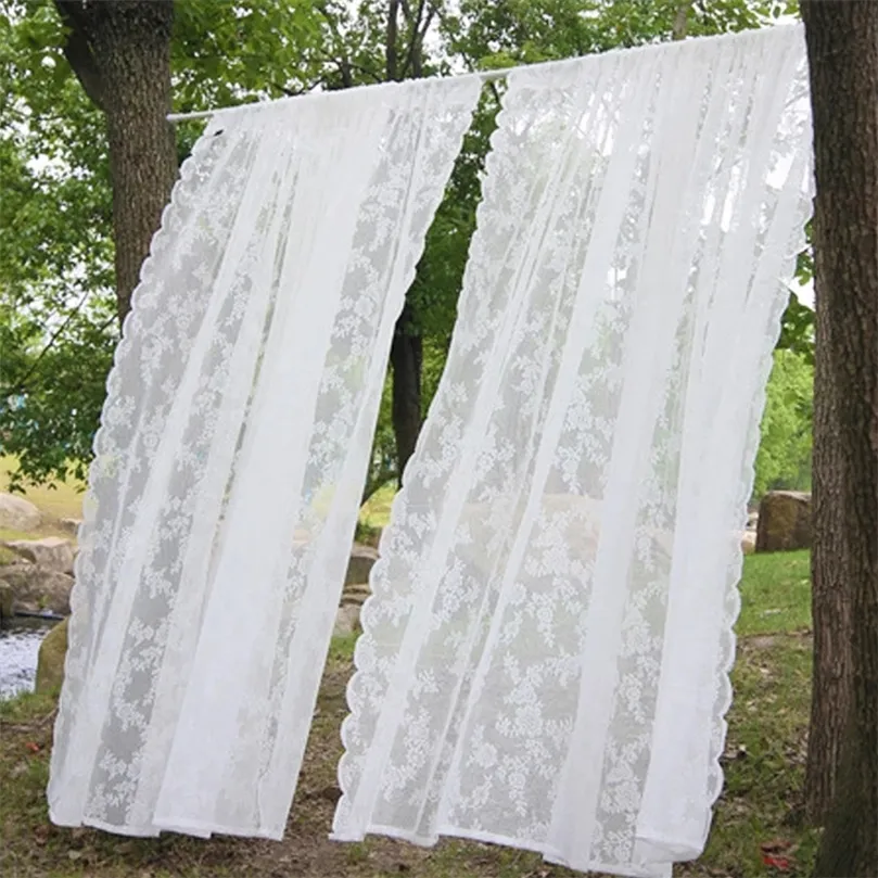White Lace Curtain Window Mosquito Net Fly Screen Curtain for Bathroom Exterior Door Curtain Balcony Privacy Screen Pavions 220525