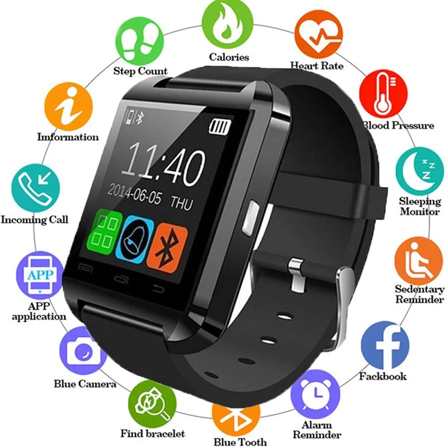 SmartWatch Bluetooth Smart Watch U8 für iPhone iOS Android Smartphone Wear Takt Wearable Geräte Männer fashion192s