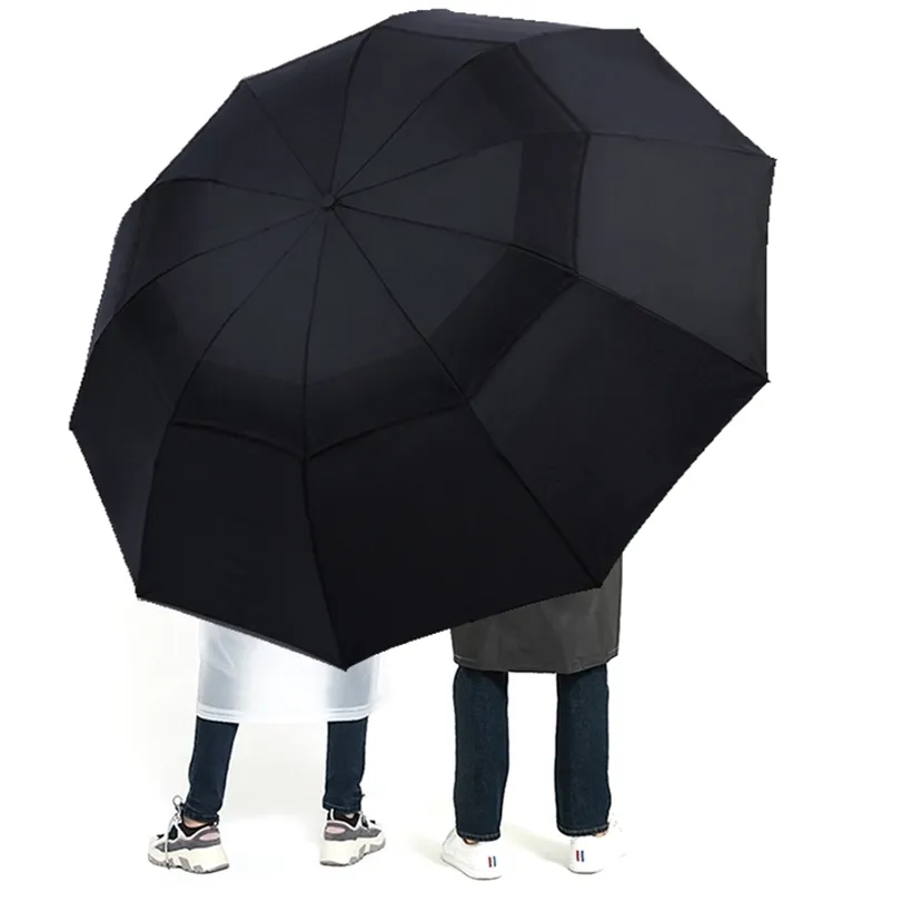 Large Folding Women Umbrella Rain Men Double layer Big Travel Waterproof Male Parasol for 3-4 people 125CM Diameter 220426