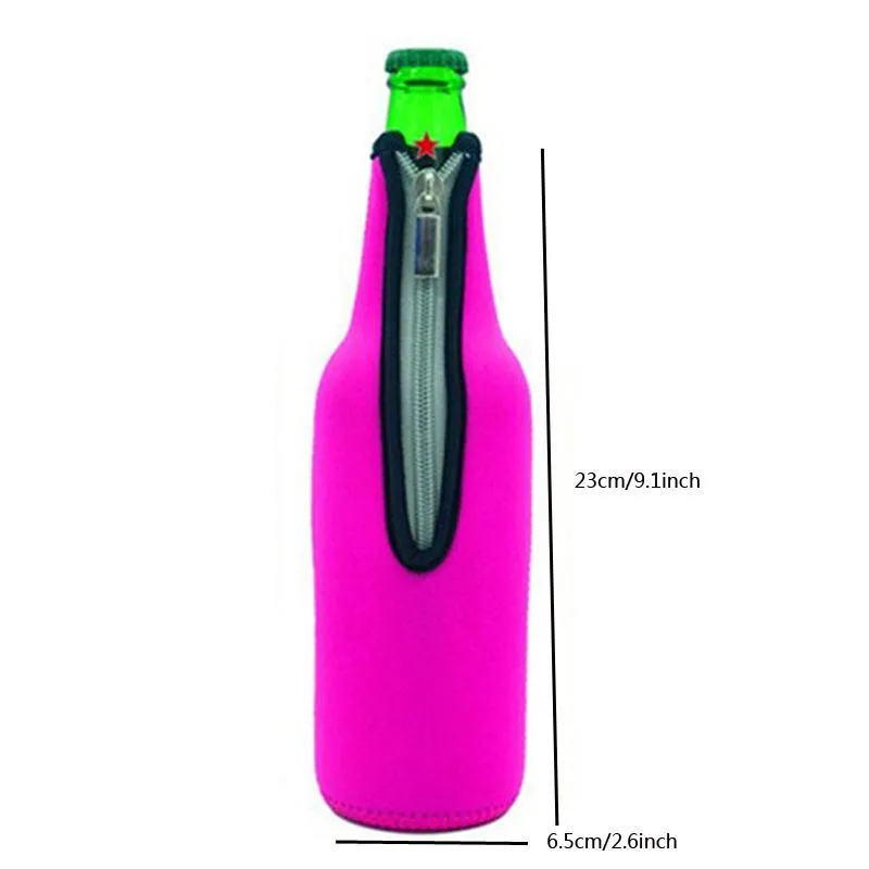 Neoprene Zipper Beer Bottle Sleeve Party Decoration 12oz Red Wine Glass Insulation Sleeves Wine Bottles Protective Cover XG0269