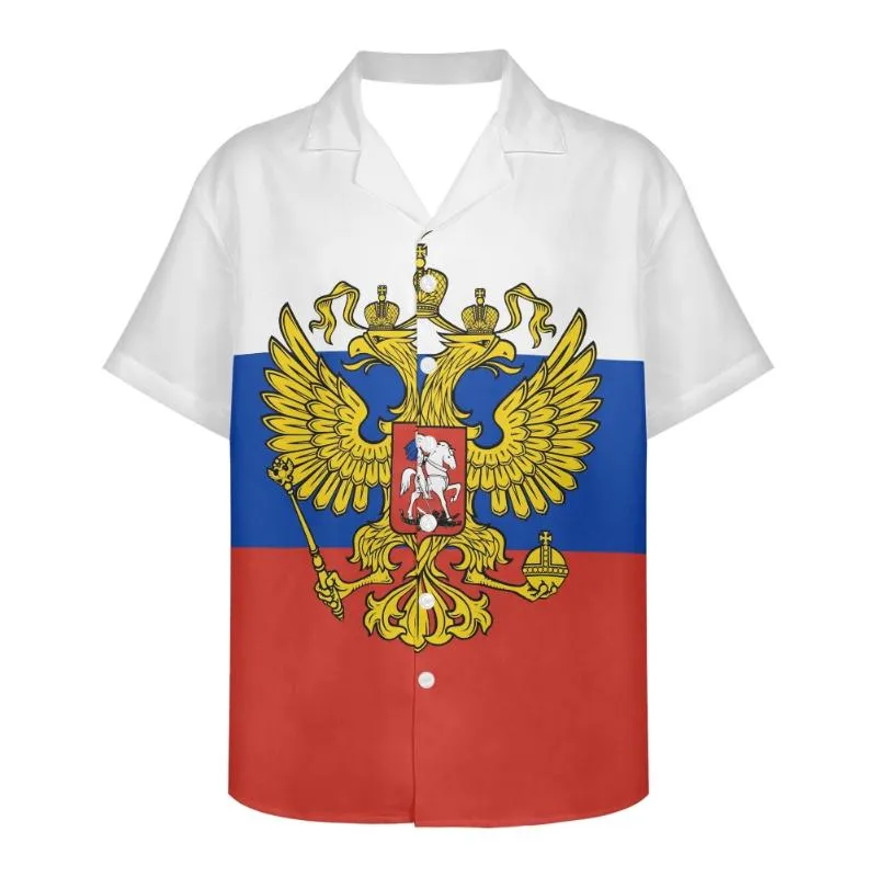 Casual shirts voor heren Rusland vlagontwerppatroon heren met korte mouw voor heren voor heren Sociale man Designer kleding Hawaiiaanse elegante klassieker fas