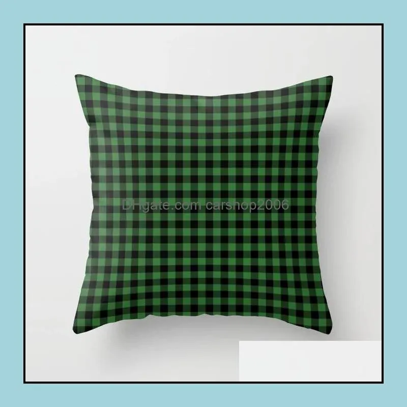 fashion linen lattice pillow cover for automobile sofa plaid pillowcase office plain dyed cushion cover wq42