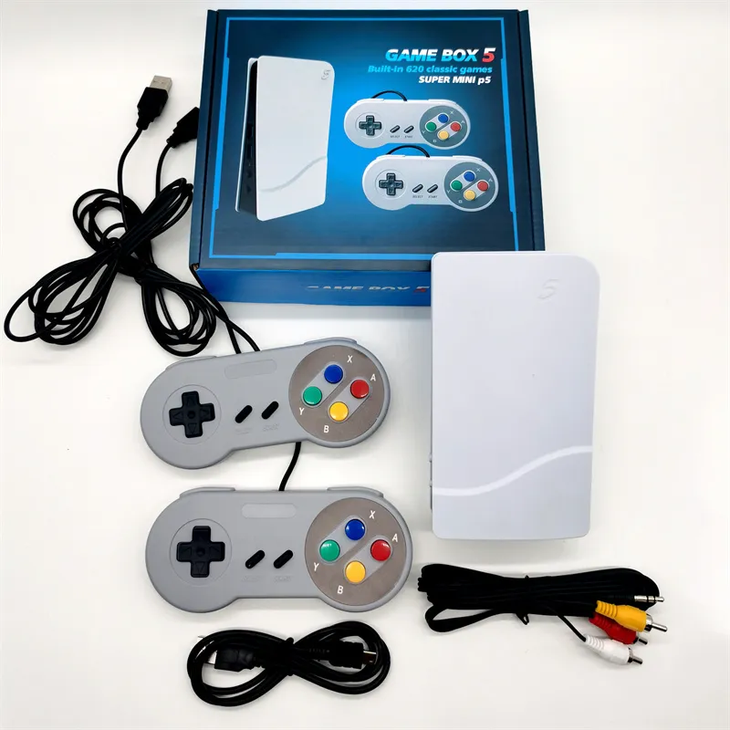 Console de jeu vidéo rétro portable Super Mini P5, boîte de jeu 8 bits 5 avec 620 jeux classiques, sortie AV, contrôleur double filaire, livraison directe