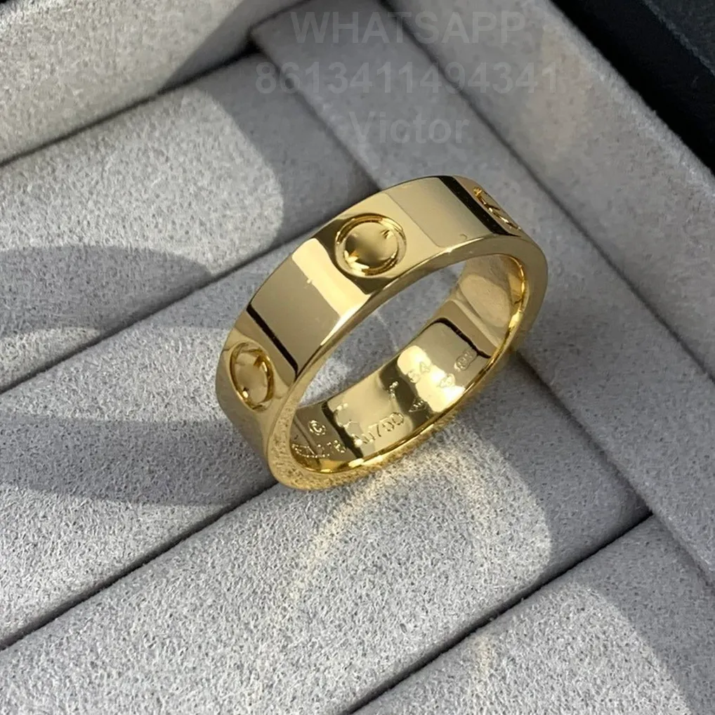 5.5mm Top Love Ring V Gold 18K US Size kommer aldrig att blekna vigselring lyxvarumärke officiella reproduktioner med lådan par ringar premium gåva