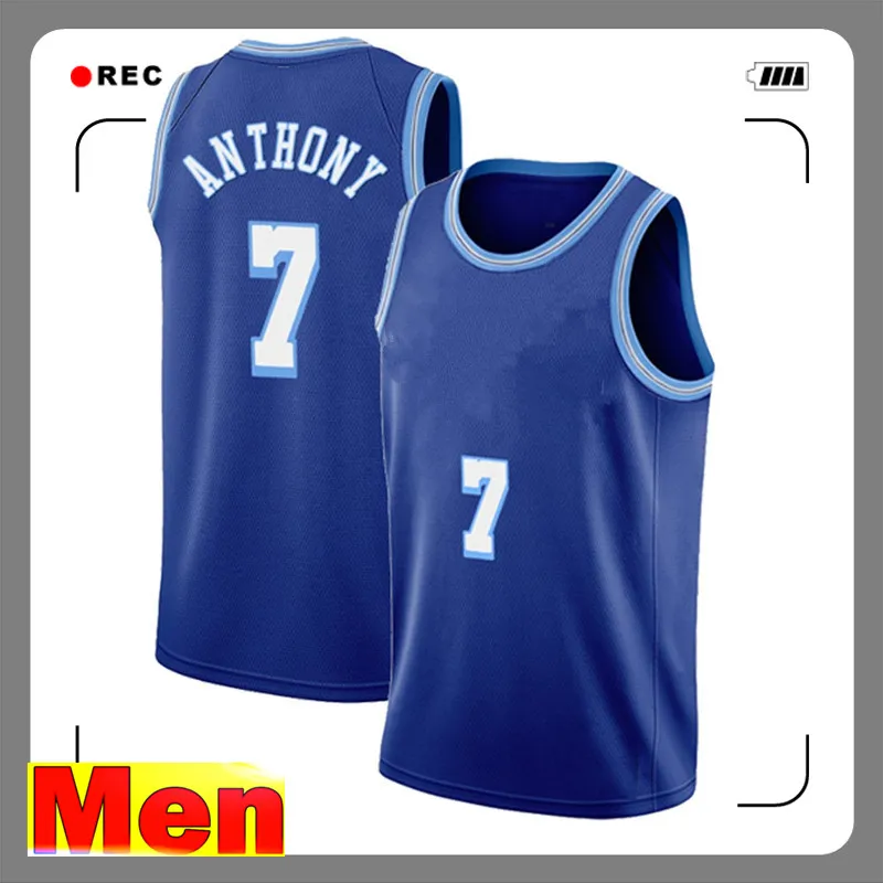 6 23 Carmelo 7 Anthony 3 Davis Jersey Russell 0 Westbrook Basketball Jerseys 34 32 S-XXL 2022 James Embroidery Logos