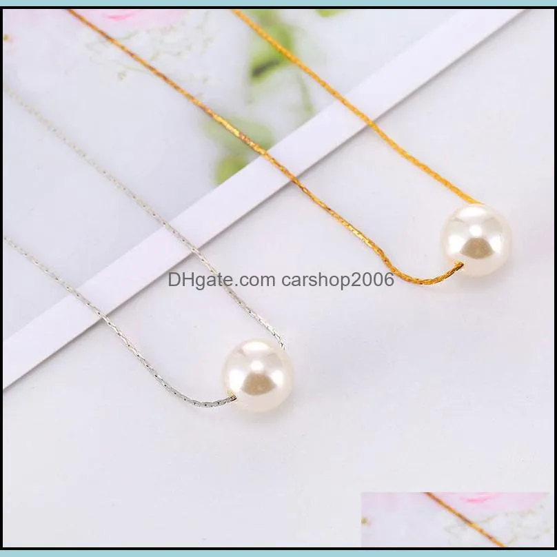 cute pearl pendant necklaces gold silver color for women girl clavicle chains choker fashion jewelry gift