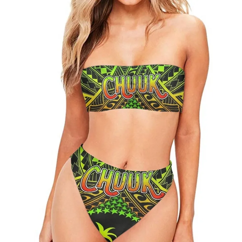 Chuuk Polinezyjski druk plemienny Brazylijskie bikini set stroje kąpielowe Kobiety kostium kąpielowy Push Up Bikini Kobieta Kąpiel Kąciki Swim zużycie 220616