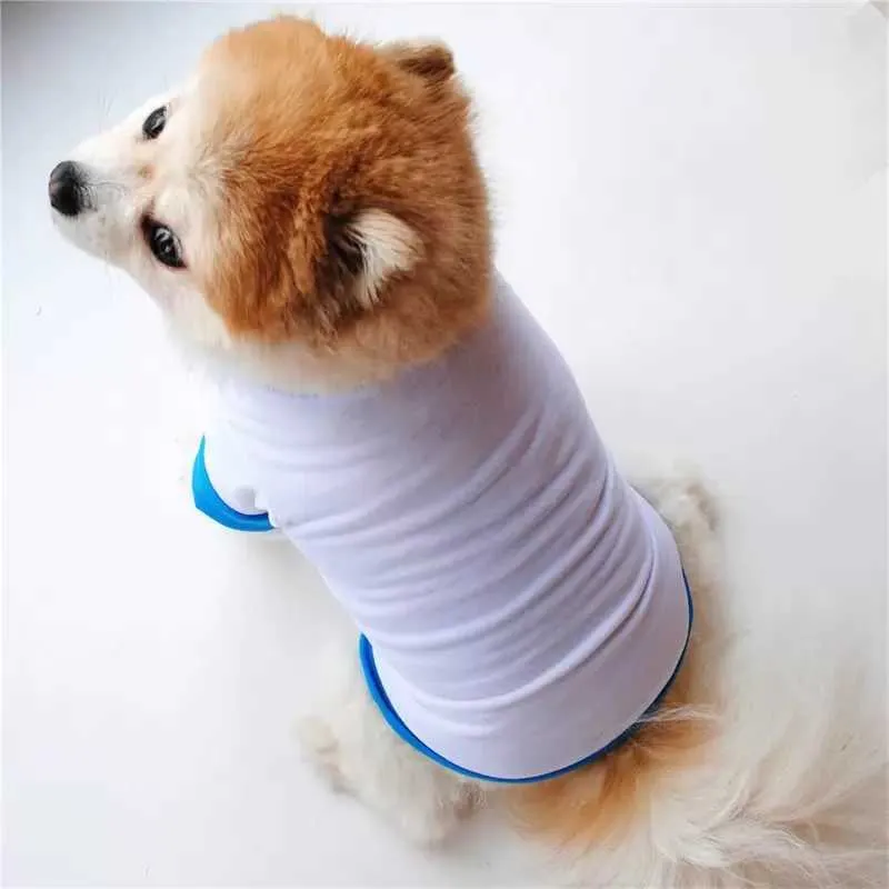 Dog Apparel Sublimation Blanks Clothes White Blank Puppy Shirts Solid Color Small Dogs T Shirt Cotton Dog Outwear Pet Supplies 2 Colorsthe