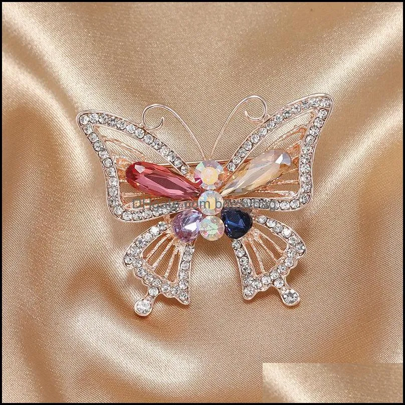 pins brooches exquisite luxury high-end hollow butterfly brooch fashion cute elegant crystal gold plated jewelry bijouxpins