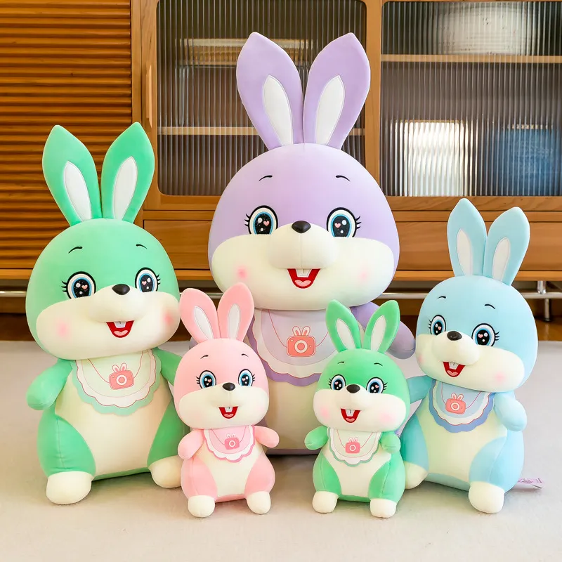 Nouvelle couleur lapin en peluche poupée écharpe lapin poupées doux oreiller filles cadeaux