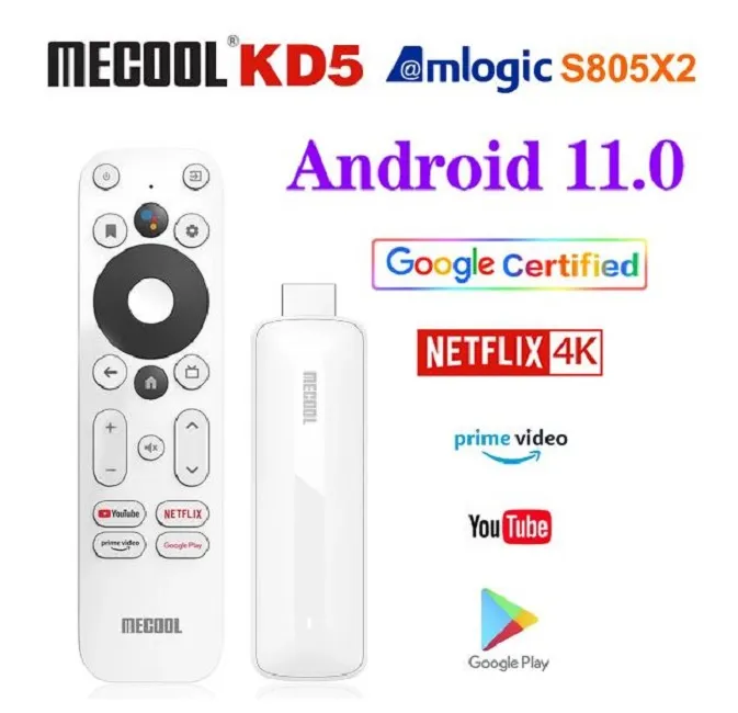 MECOOL KD5 Android TV Stick Set Top Box 4K Android 11 TV Stick Amlogic S805x2 1GB 8GB WIFI 2.4G 5G SMART DEVORMING