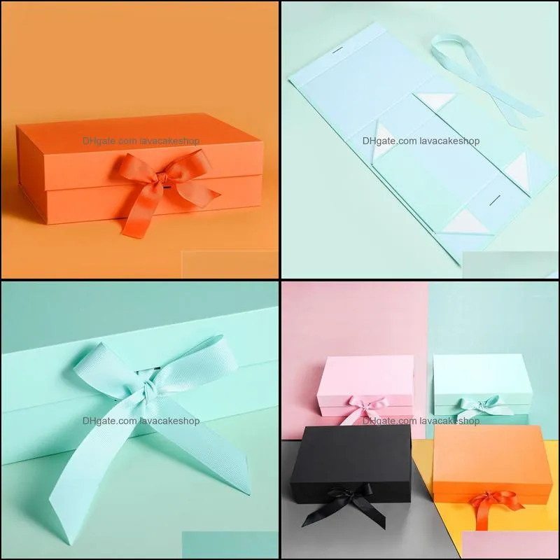 gift wrap 20pcs kraft box magnetic closure foldable packaging boxes with ribbon wholesale custom cosmetic corrugated