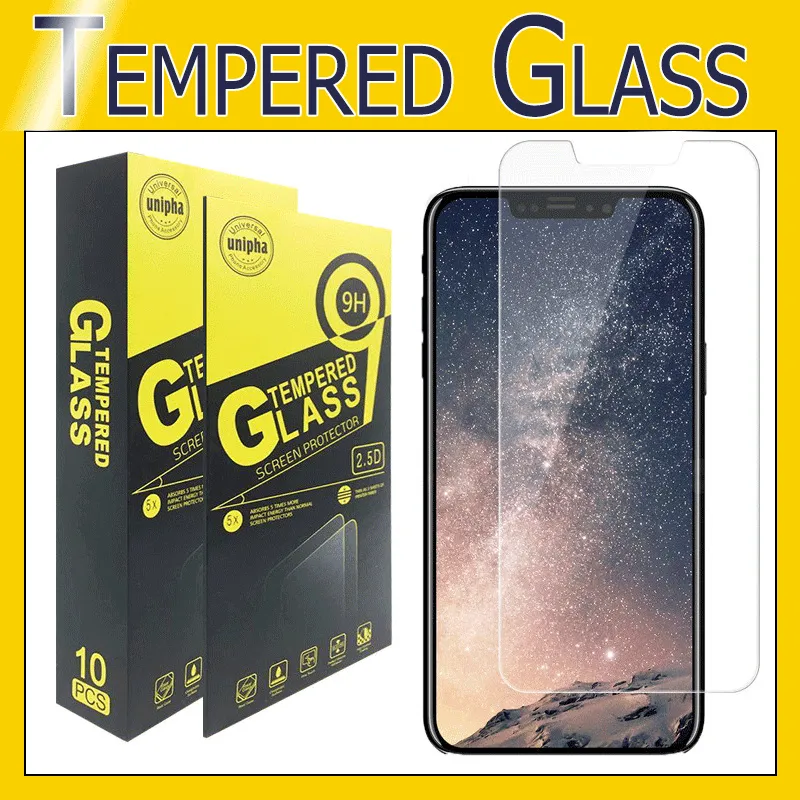 Screen Protector Protective Film for iPhone 14 13 12 Mini 11 Pro Max X Xs Max 8 7 6 Plus Samsung A71 A21 LG stylo 6 Aristo 5 Tempered Glass