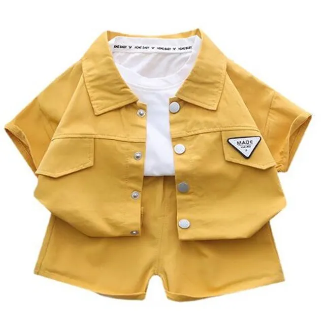 Enfants vêtements ensembles été bébé vêtements garçons filles lettres manches courtes revers chemises shorts simple décontracté deux pièces costume