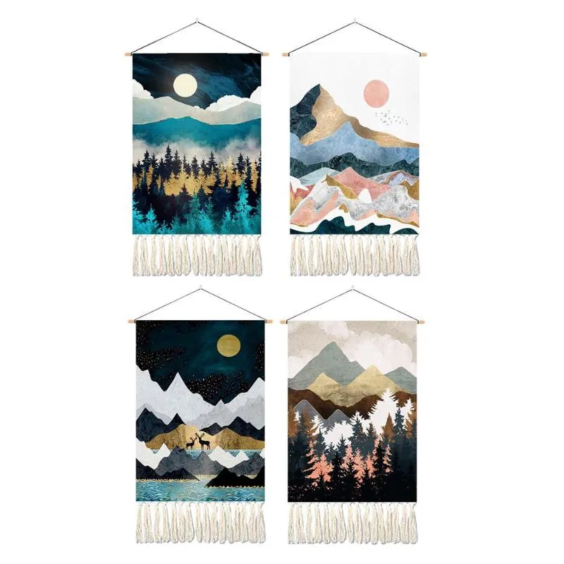 Tapestries Landscape Tassel Tapestry Bohemian Aesthetic Macrame Home Decor Wall Hanging Boho For Living RoomTapestries TapestriesTapestries