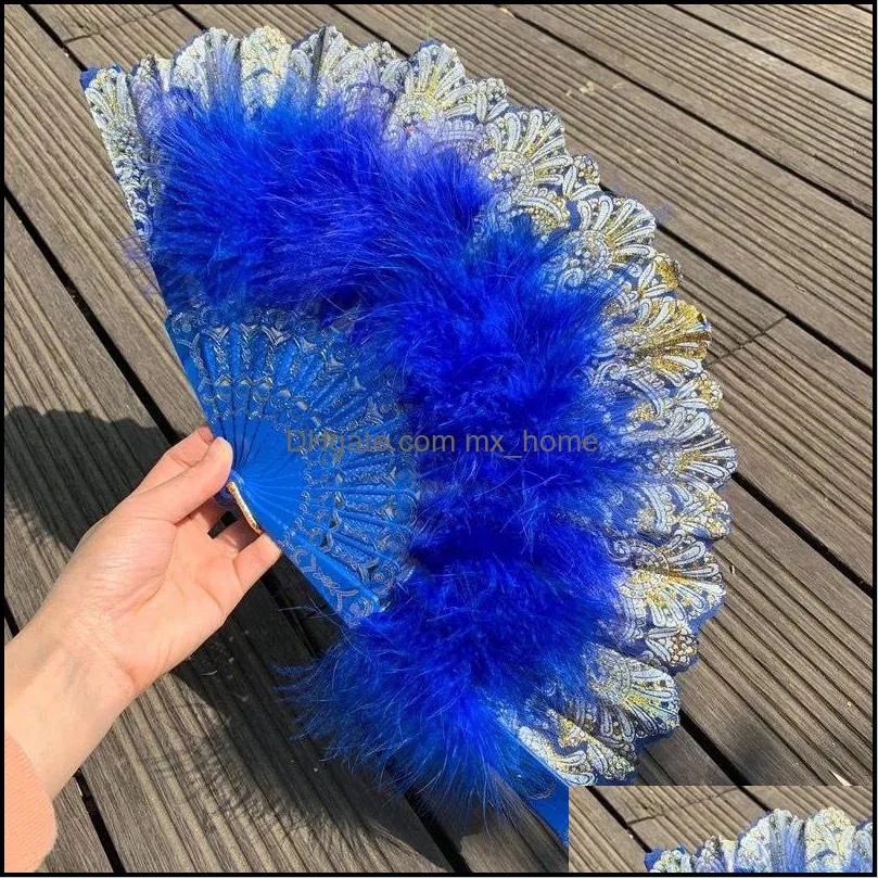 home decor feather folding fan sweet fairy girl dark gothic court dance hand fan with pendant gift wedding party decoration