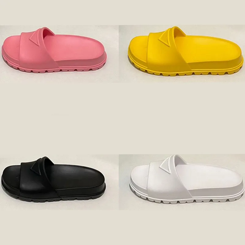 Designer Fashion Men Women Platform Slippers Flat Slides Black White Pink Yellow Slipper Woman Man Sandals Size 35-45 With Box