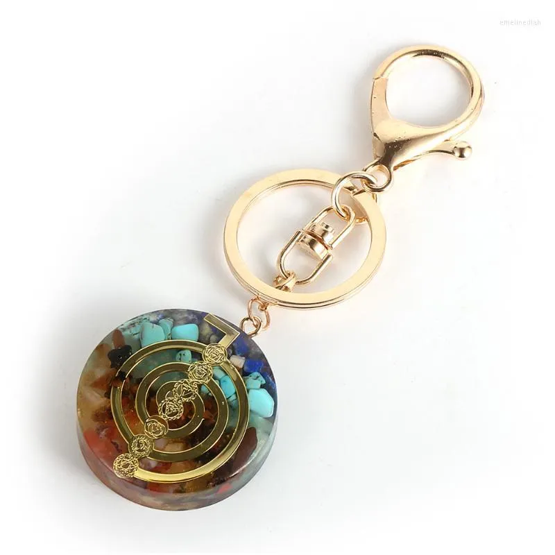 Keychains Reiki Healing 7 Chakra Stone Keychain Energy Crystal Harts Orgone For Men Women Orgonite Car Key Ring ChedyKeychains Emel22