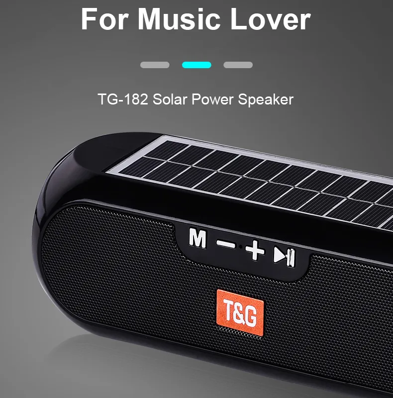 TG182 Solar charging Bluetooth Speaker Portable Column Wireless Stereo Music Box Loudspeaker Outdoor Waterproof altavoces