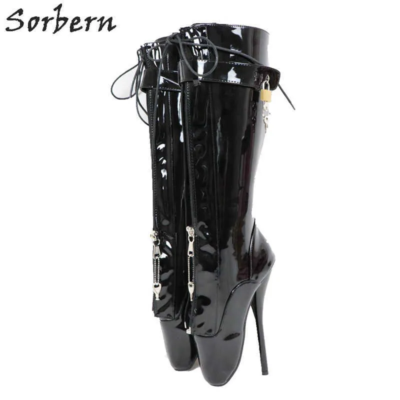 Sorbern Black Knee High Boots Women Ballet Stilettos High Heels Custom Wide Fit Boots Womens Footwear Eu Size 44 Fashions