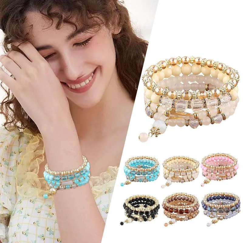 Dropship 6 Sets Bohemian Beaded Bracelets For Women Stackable