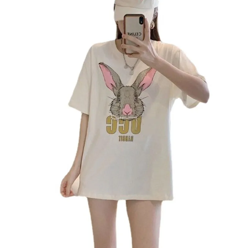 Womens Designer T Shirts Summer Short Sleeve Tee Cute rabbit T-shirt man Fashion Letter Printing Lady Tees