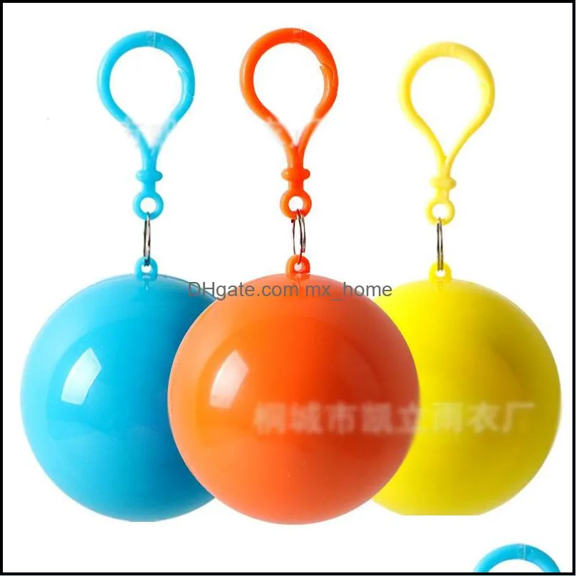 outdoor portable raincoat ball one-time waterproof women men camping fishing tourism emergency poncho key chain