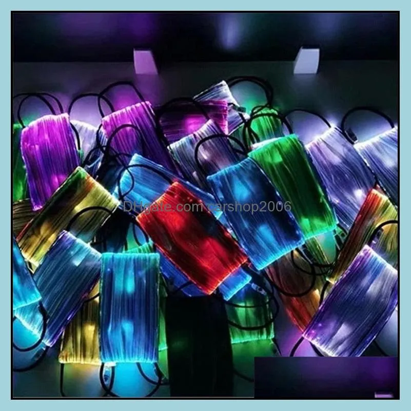 デザイナーマスクハウスキー組織ホームガーデンハロウィーンの輝くマスクPM2.5フィルター7カラークリスマスパーティーFのための明るいLEDフェイス