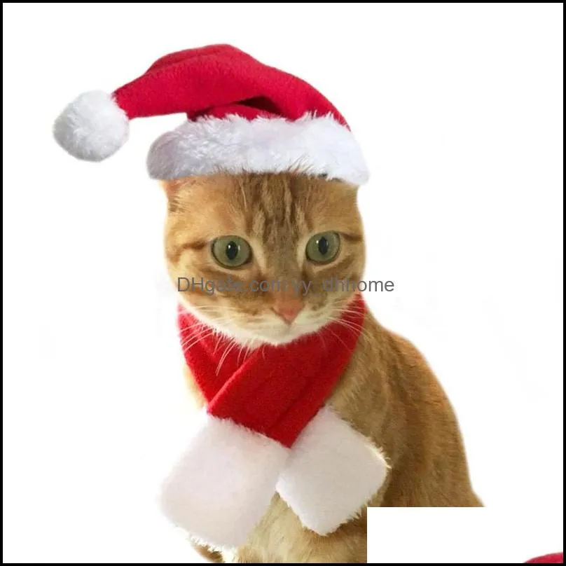 christmas hat pet costume for cat dog puppy costumes scarf gift new year santa winter cosplay halloween supply paf11152