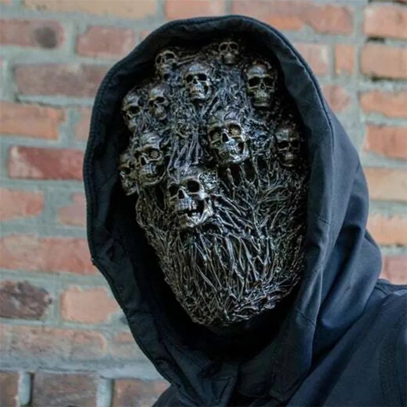 Maschere per feste Maschera di Halloween con teschio a vapore Realistico in lattice a pieno facciale Creepy He 220823