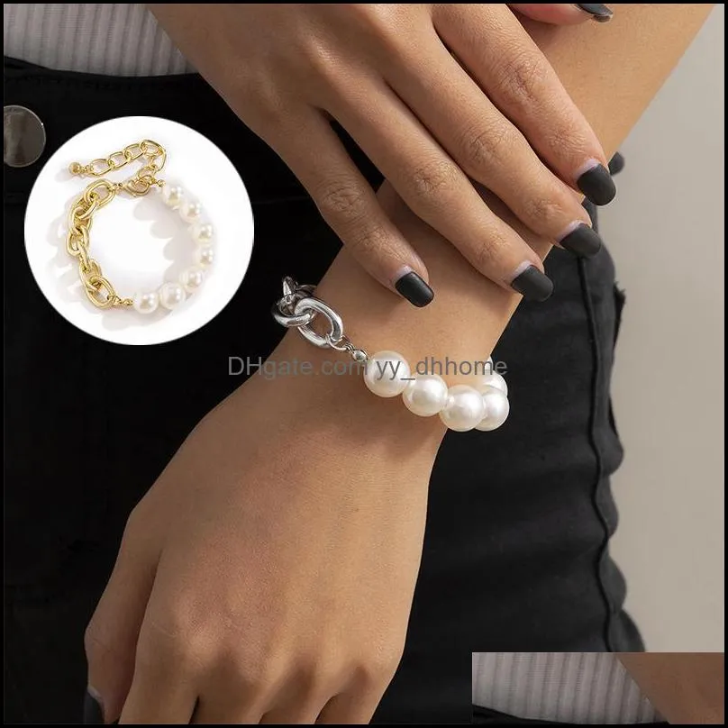 Charm armband smycken länk kedja imitation pärla pendell