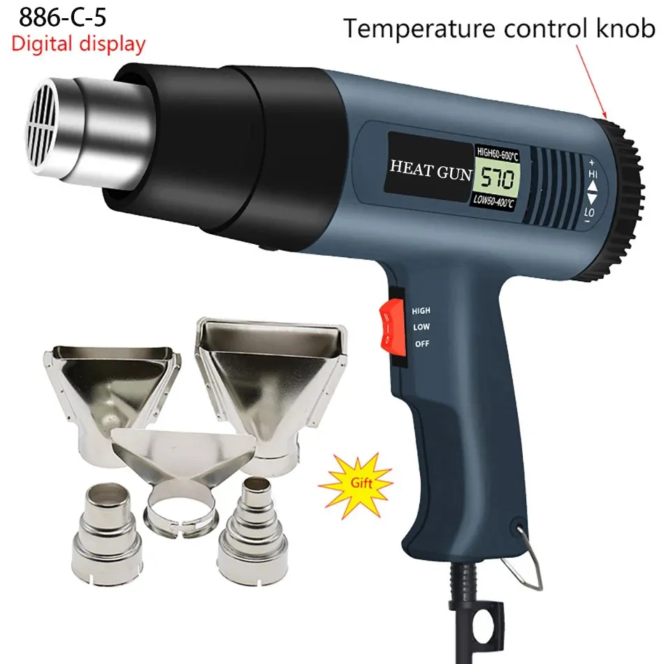 220V EU Advanced Hot Air Gun LEDディスプレイシュリンクラッピングサーマルパワーツールヘアドライヤーサーモレギュレーターはんだ修理ツール用