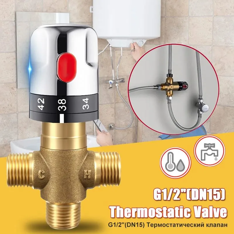 Bathroom Shower Faucet Brass Thermostatic Mixer valves Static Pipe Thermostat Faucets Water Temperature Control Bidet 1PC 220713