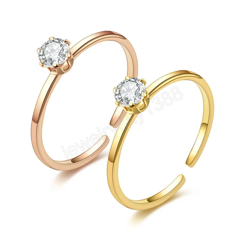 18K vergulde roestvrijstalen ringband kubieke zirkonia diamant verloving trouwringen vrouwenring mode sieraden